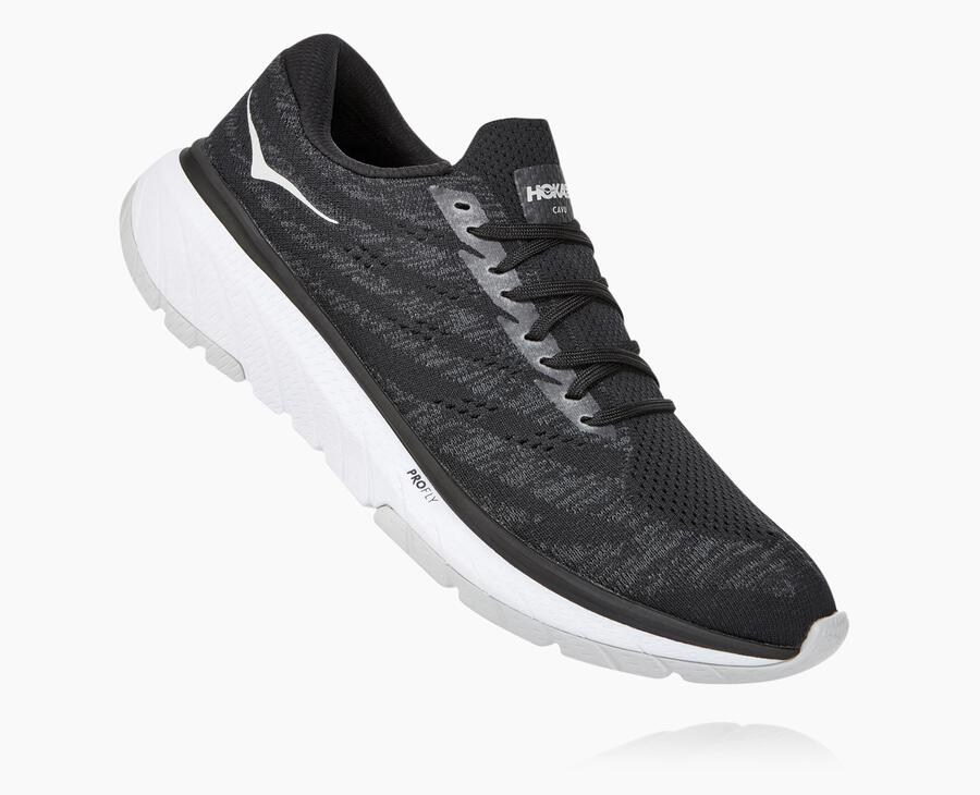 Hoka Cavu 3 - Men's Running Shoes - Black/White - UK 957LAHQCS